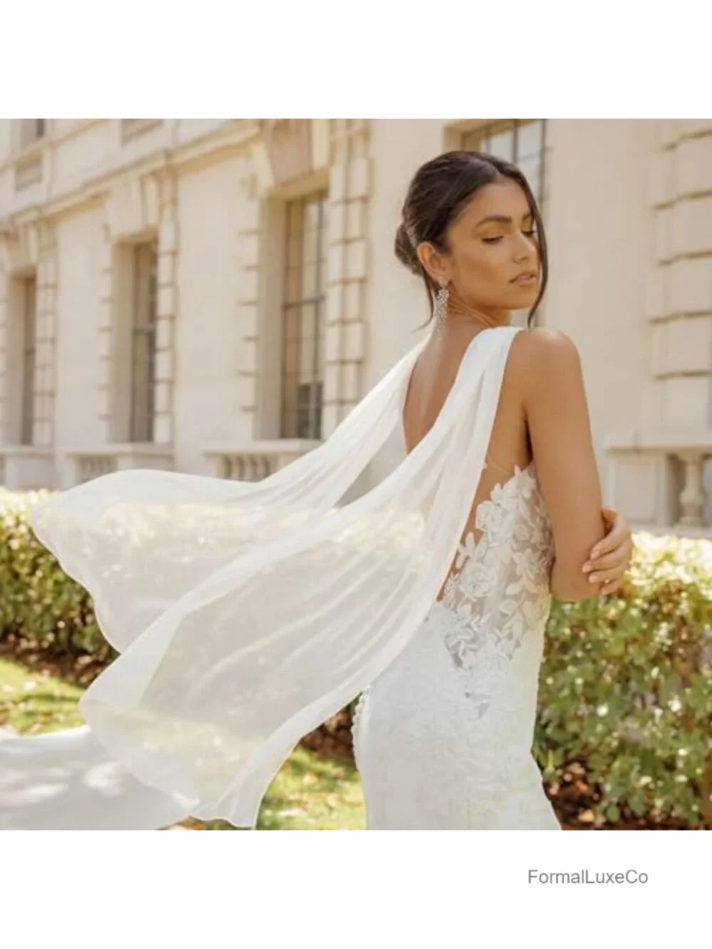 Bridal Chiffon Neck Scarf Wrap 59 Inches Long Shawl Wedding Evening